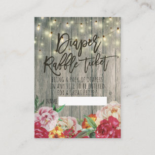 Baby Shower Diaper Raffle Ticket Flower Wood Light Enclosure Card