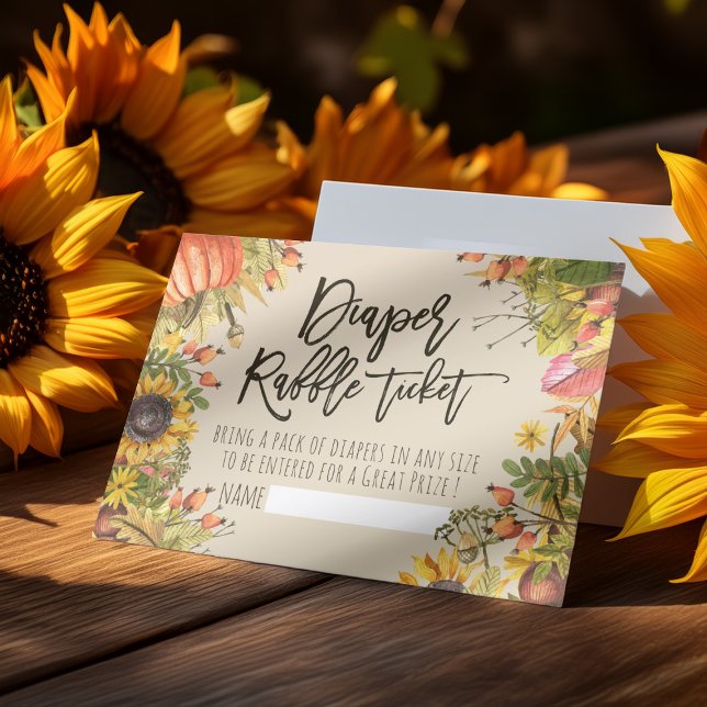 Baby Shower Diaper Raffle Ticket Pumpkin Sunflower Invitation (Creator Uploaded)