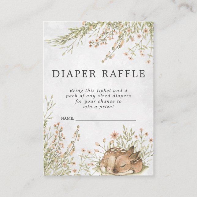 Baby Shower Diaper Raffle Ticket | Woodland Deer Enclosure Card (Front)