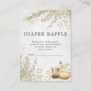 Baby Shower Diaper Raffle Ticket Woodland Fox Enclosure Card