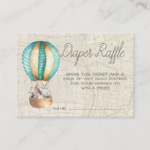 Baby Shower Diaper Raffle Tickets Air Balloon Enclosure Card