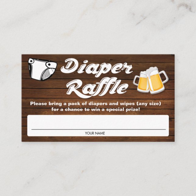 Baby Shower Diaper Raffle Tickets Enclosure Card (Front)