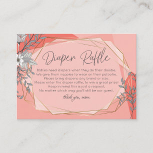 Baby Shower Diaper Raffle Trendy Coral Geometric Enclosure Card