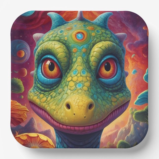  Baby shower Dino-Mite Paper Plate (Front)