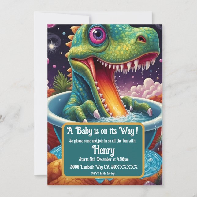 Baby shower Dino-Mite party design Invitation (Front)