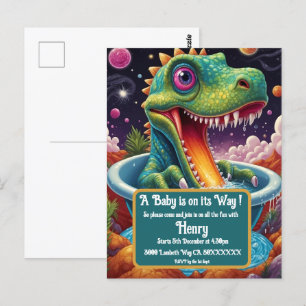 Baby shower Dino-Mite party design Postcard