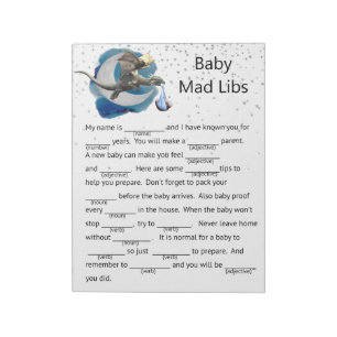 Baby Shower Dragon Knight Mad Libs Game Notepad