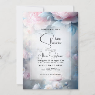 Baby Shower- Dreamy Pink Peony Floral Invitation