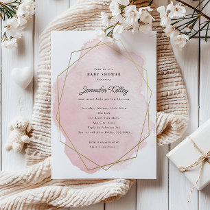 Baby Shower, Elegant Pink Watercolor Invitation