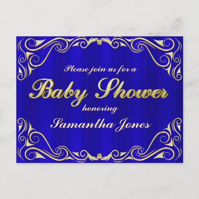Baby Shower Elegant Regal Golden Typography Announcement Postcard (Front)