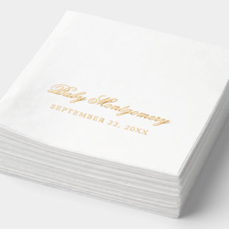 Baby Shower Elegant Script Personalised Name Date Foil Napkins