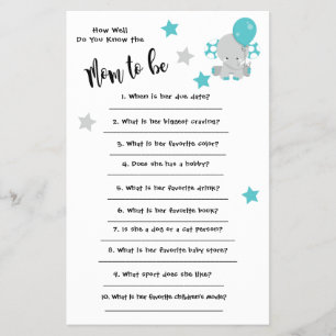 Baby Shower Elephan How well you know the card