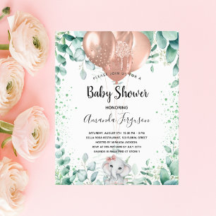 Baby Shower elephant eucalyptus budget invitation Flyer