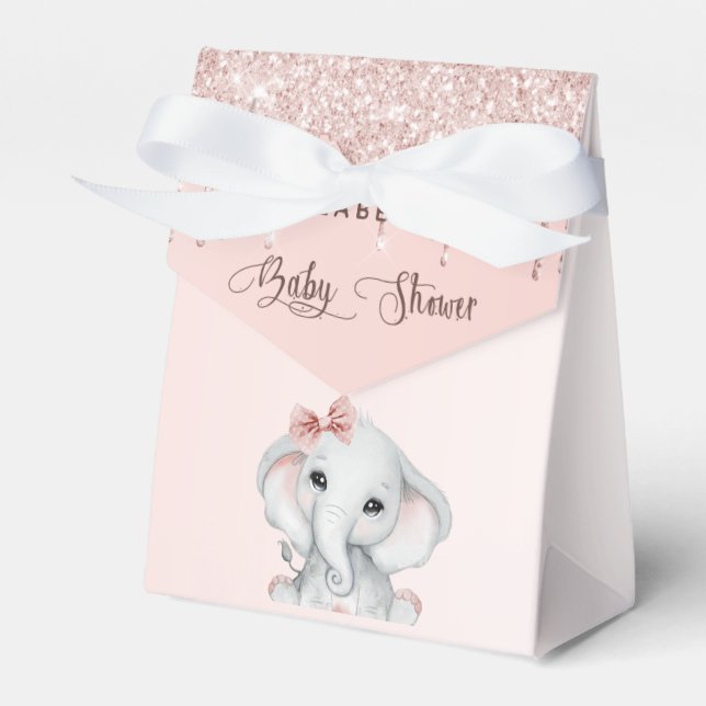 Baby Shower elephant girl blush pink rose gold Favour Box (Front Side)