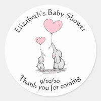 Baby Shower Elephant Pink Balloon Thank you Favour