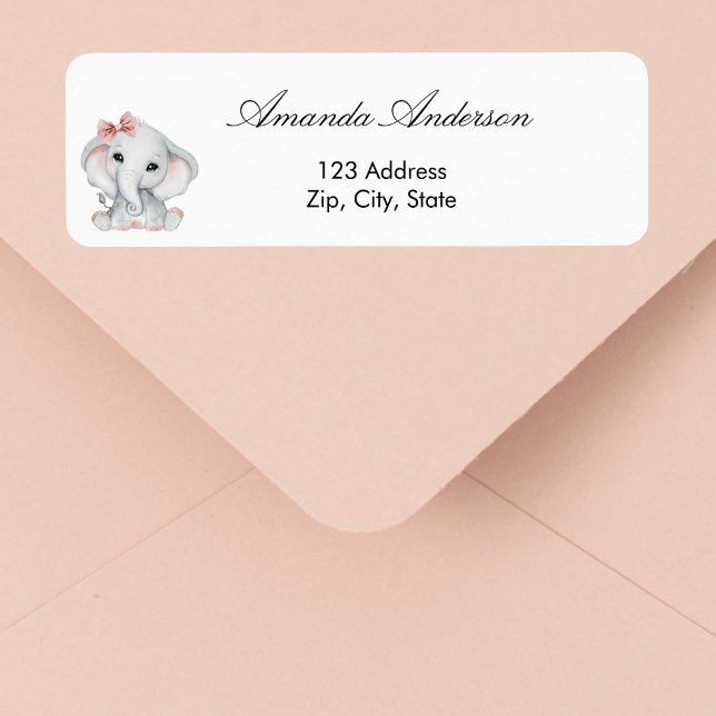 Baby Shower elephant rose gold return address (Creator Uploaded)