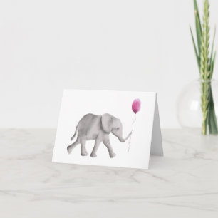 Baby Shower Elephant Thank You Cards, Pink Card