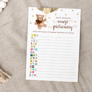 Baby Shower Emoji Pictionary Game Teddy Bear Card