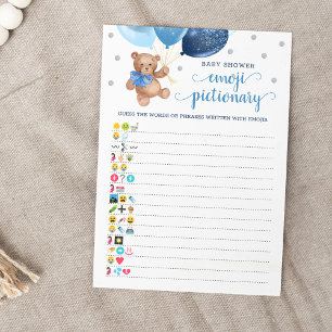 Baby Shower Emoji Pictionary Game Teddy Bear Card