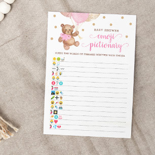 Baby Shower Emoji Pictionary Game Teddy Bear Card