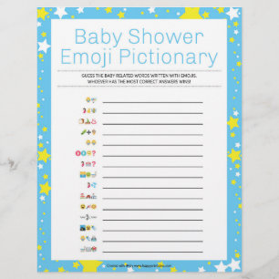 Baby Shower Emoji Pictionary [Starry Night Blue] Custom Letterhead