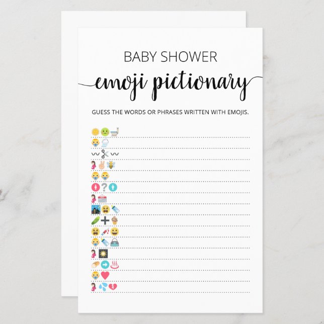 Baby Shower Emoji Pictionary with Answers game Zazzle .nz