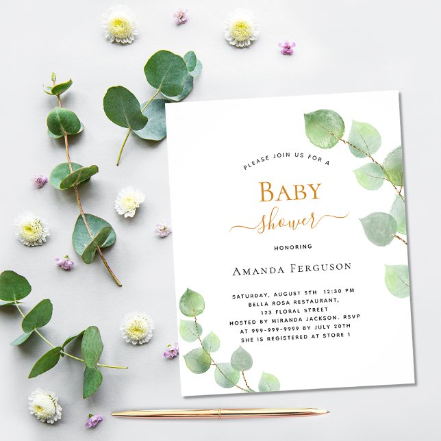 Baby Shower eucalyptus greenery budget invitation Flyer (Creator Uploaded)