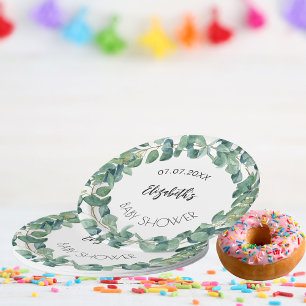 Baby Shower eucalyptus greenery wreath Paper Plate