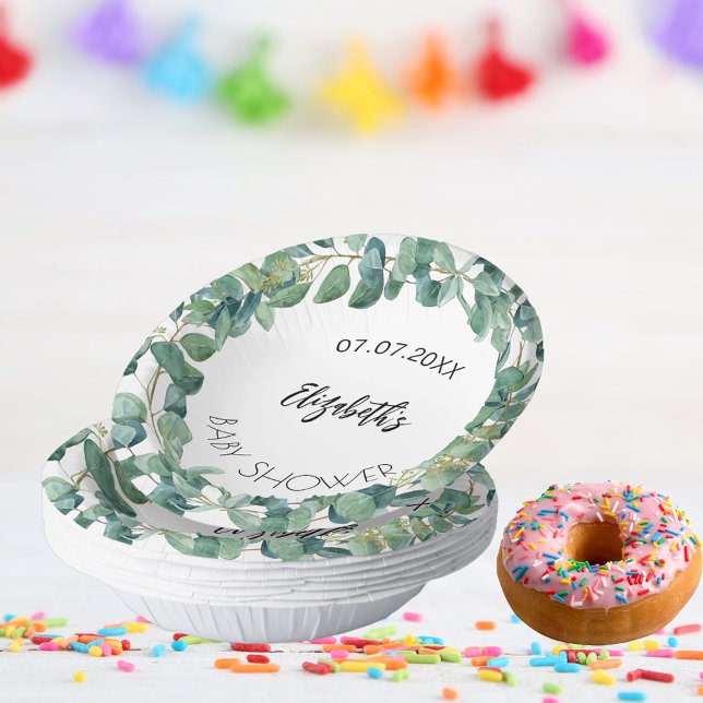 Baby Shower eucalyptus greenery wreath Paper Plate (Creator Uploaded)