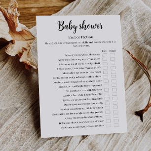 Baby Shower Fact or Fiction Game, Baby Trivia Invitation