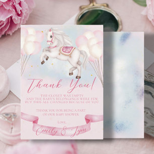 Baby Shower Fairytale Pony Stars pink Balloons Enclosure Card