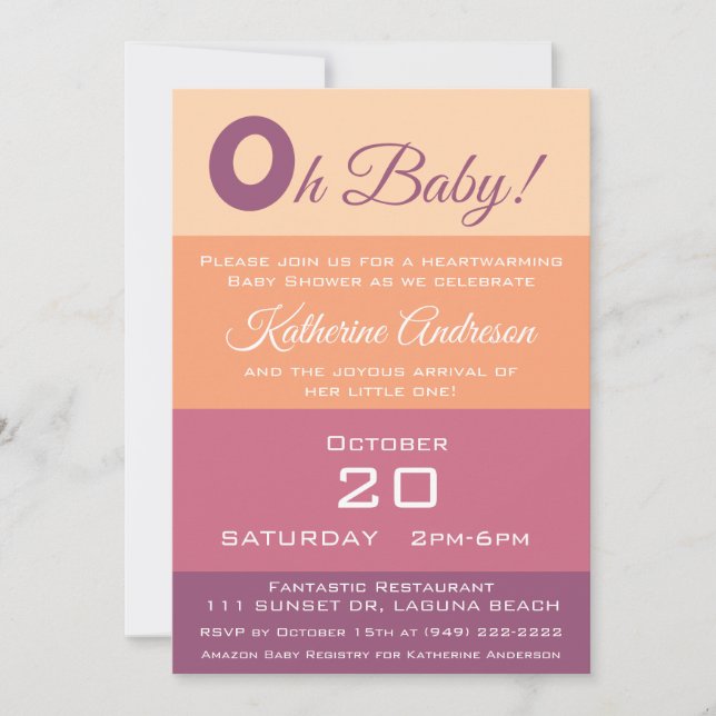 Baby Shower-Fall Coloured Stripes- Invitation (Front)