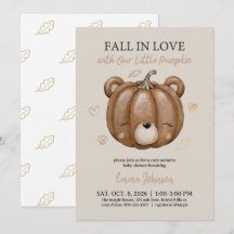 Baby Shower Fall in Love Autumn Pumpkin Bear