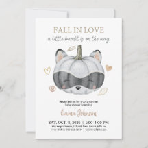 Baby Shower Fall in Love Autumn Pumpkin Racoon