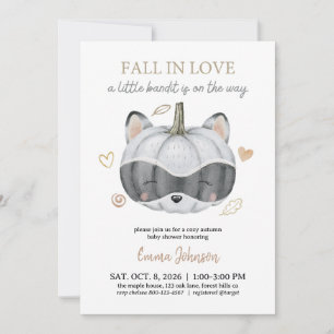 Baby Shower Fall in Love Autumn Pumpkin Racoon  Invitation