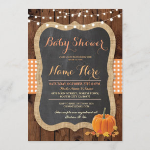 Baby Shower Fall Pumpkin Autumn Check Invite