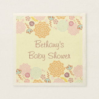 Baby Shower Fancy Modern Floral Napkin