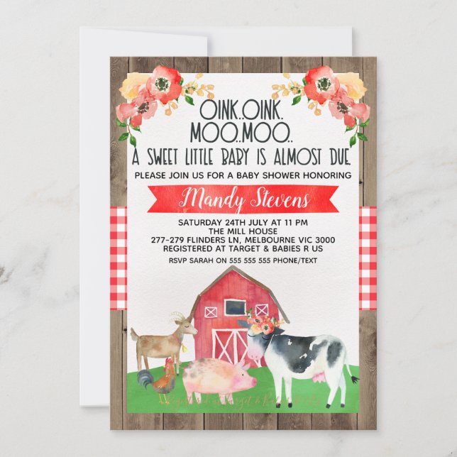 Baby shower farm invitation (Front)