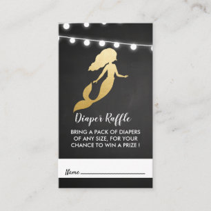 Baby Shower Faux Gold Foil Mermaid Diaper Raffle Enclosure Card