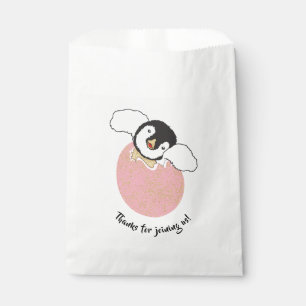Baby Shower Favour Bag, Pink, Baby Penguin Favour Bags