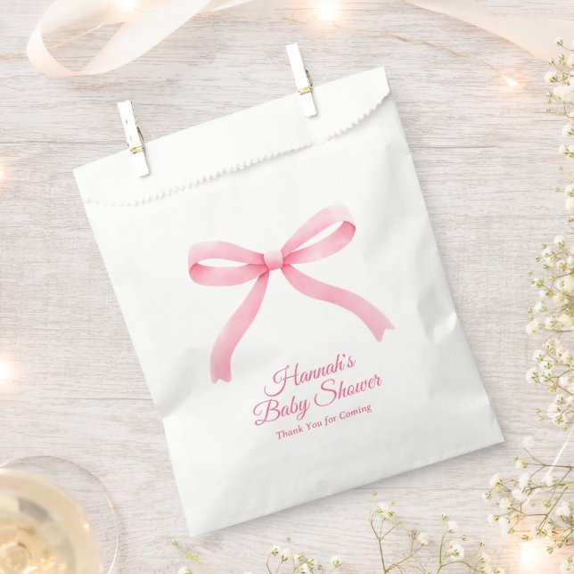 Baby Shower Favour Bag Pink Bow Girly (Clipped)