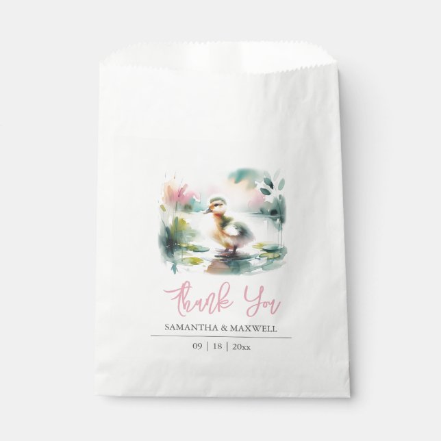 Baby Shower Favour Bags Watercolor Duck (Front)