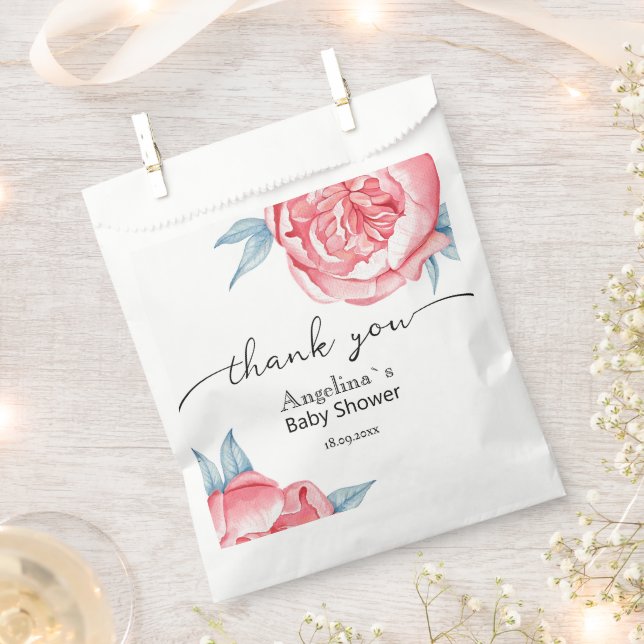 Baby shower Favour Bags Watercolor Peonies (Clipped)
