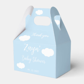 Baby Shower Favour Box Blue Clouds Cute Minimal De