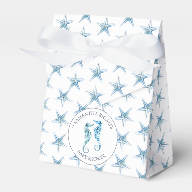Baby Shower Favour Boxes Watercolor Beach (Front Side)