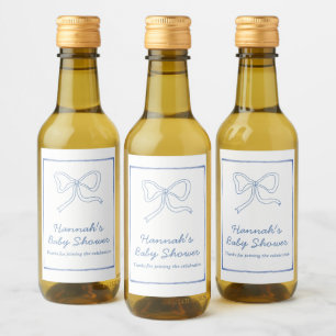 Baby Shower Favour Personalised Blue Bow Wine Labe Label