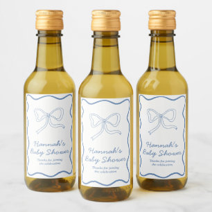 Baby Shower Favour Personalised Blue Bow Wine Labe Wine Label