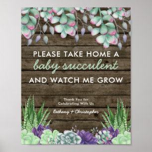 Baby Shower Favour Table Sign Rustic Succulents
