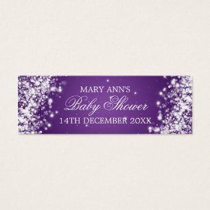 Baby Shower Favour Tag Sparkling Wave Purple