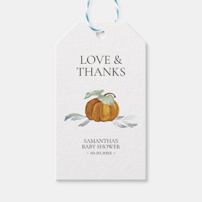 Baby Shower Favour Tags Little Pumpkin  (Front)